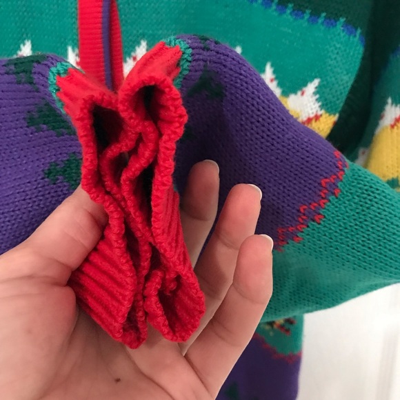 C&A Vintage Christmas Wool Cardigan Size S Paris 1980’s Unique! - Picture 6 of 12